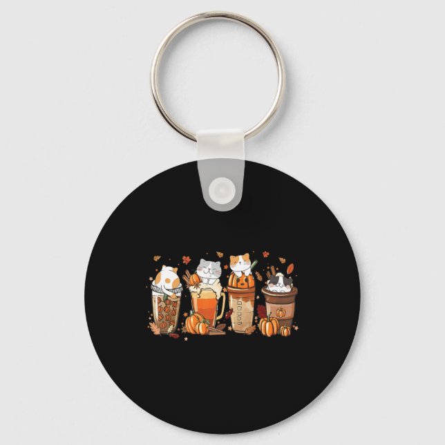 Pumpkin Spice Latte Costume For Cats Lover Cute Au Key Ring (Front)