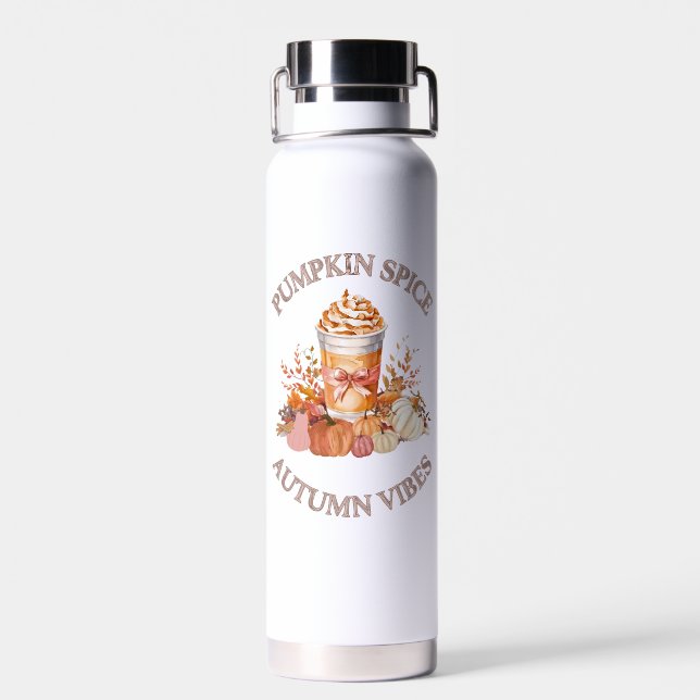 Pumpkin Spice Latte Cosy Autumn Fall Pumpkin Seaso Water Bottle (Back)