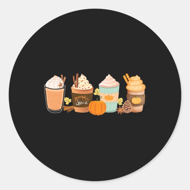 Pumpkin Spice Latte Drinks Fall Coffee Lattes  Classic Round Sticker (Front)