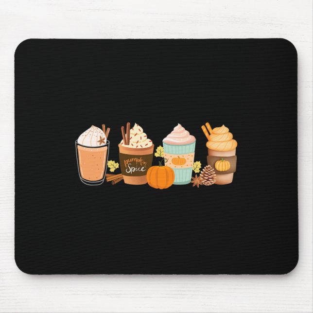 Pumpkin Spice Latte Drinks Fall Coffee Lattes  Mouse Pad (Front)