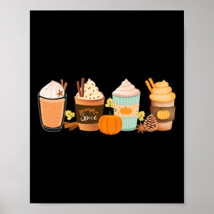 Pumpkin Spice Latte Drinks Fall Coffee Lattes  Poster