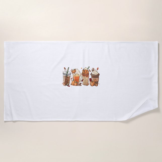 Pumpkin Spice Latte, Fall Coffee, Pumpkin Spice,Th Beach Towel (Front)