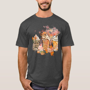 Pumpkin Spice Latte Fall Coffee Warm Falling Leave T-Shirt