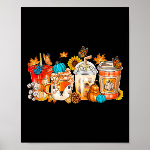 Pumpkin Spice Latte Fall Cosy Coffee Retro Autumn Poster