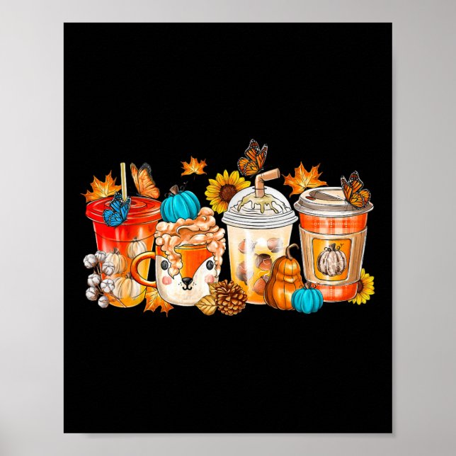 Pumpkin Spice Latte Fall Cosy Coffee Retro Autumn  Poster (Front)