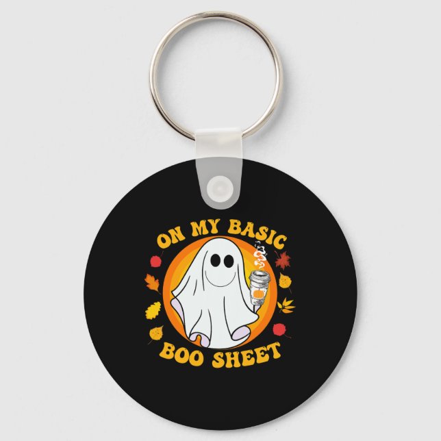 Pumpkin Spice Latte Fall Vibe Halloween Fun Basic  Key Ring (Front)