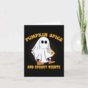 Pumpkin Spice Latte Fall Vibe Halloween Spooky Gho Card