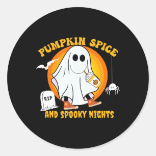 Pumpkin Spice Latte Fall Vibe Halloween Spooky Gho Classic Round Sticker