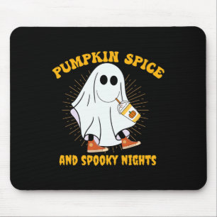 Pumpkin Spice Latte Fall Vibe Halloween Spooky Gho Mouse Pad