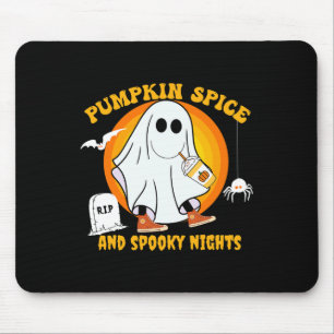 Pumpkin Spice Latte Fall Vibe Halloween Spooky Gho Mouse Pad