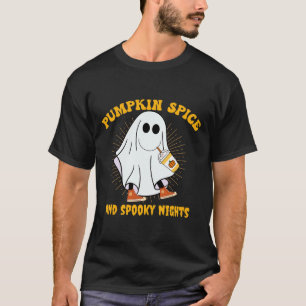 Pumpkin Spice Latte Fall Vibe Halloween Spooky Gho T-Shirt