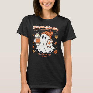 Pumpkin Spice Latte Ghost Personalised Name Teache T-Shirt