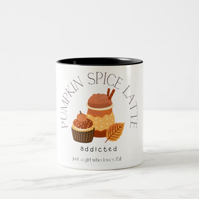 pumpkin spice latte girl fall lover  Two-Tone coffee mug (Center)