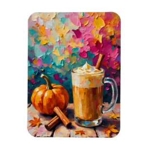 Pumpkin Spice Latte On a Colourful Background Magnet