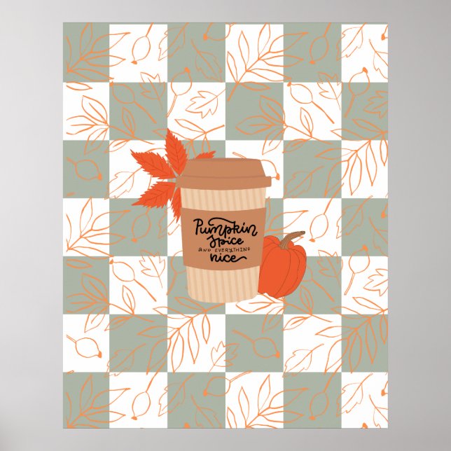 Pumpkin Spice Latte on Flannel background Poster (Front)