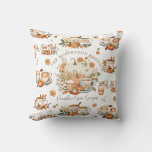 Pumpkin Spice Latte Season Floral Mug Autumn Fall Cushion