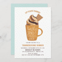 Pumpkin Spice Latte Thanksgiving Party Invitation