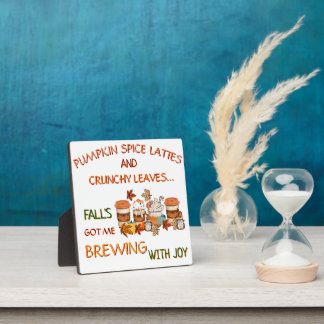 Pumpkin Spice & Leaves Fall Plaque