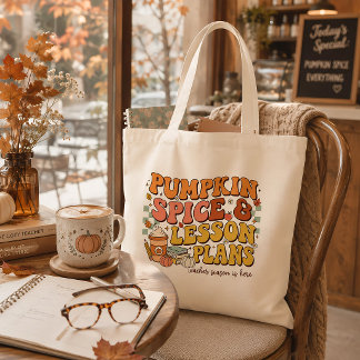 Pumpkin Spice Lesson Plans Retro Fall Teacher Gift Tote Bag