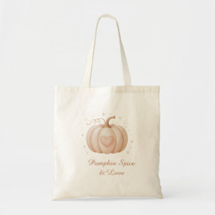 Pumpkin Spice & Love Cute Pastel Pumpkin Halloween Tote Bag
