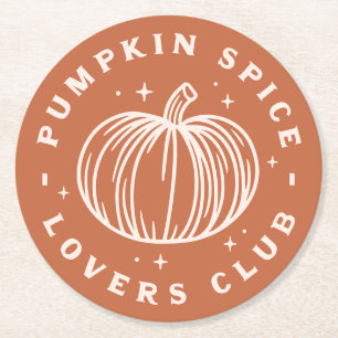 Pumpkin Spice Lovers Club Round Paper Coaster
