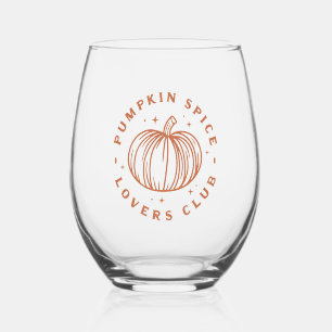 Pumpkin Spice Lovers Club Stemless Wine Glass