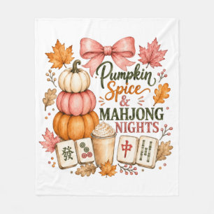 Pumpkin Spice Mahjong Nights Fleece Blanket