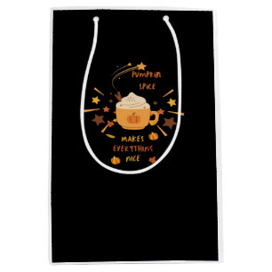Pumpkin Spice Makes Everything Nice Funny Quote Medium Gift Bag