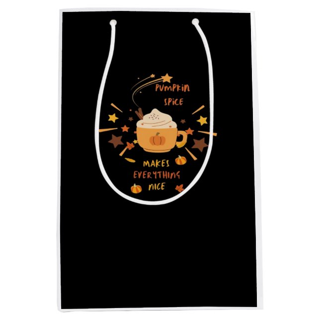 Pumpkin Spice Makes Everything Nice Funny Quote Medium Gift Bag (Front)