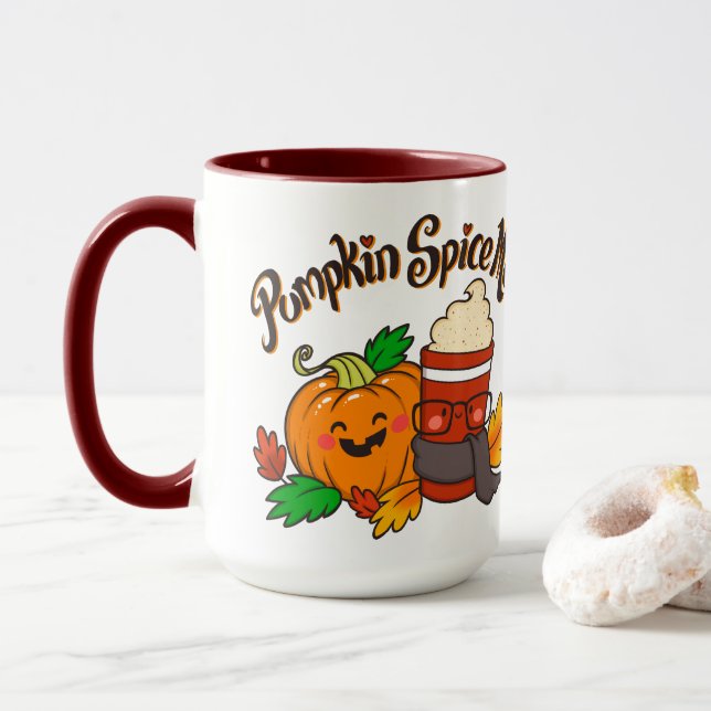 Pumpkin Spice Me! coffee mug 15 oz red  (With Donut)