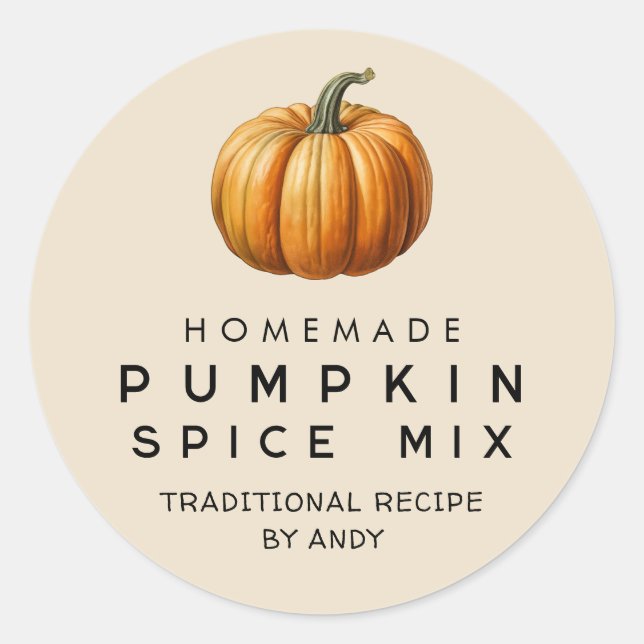 Pumpkin spice mix homemade recipe canning label (Front)