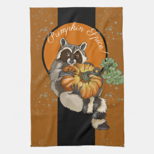 Pumpkin Spice! On a Roll Pumpkin Racoon Tea Towel