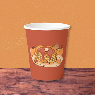 Pumpkin Spice Pancakes Fall Party Paper cup