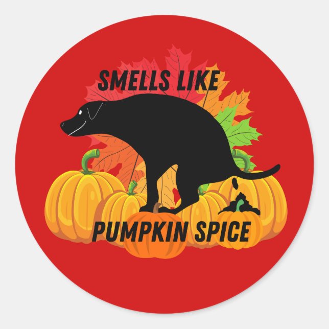 Pumpkin Spice Pup Fall Vibes Classic Round Sticker (Front)
