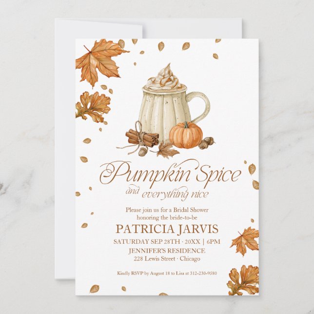Pumpkin Spice QR Code Fall Bridal Shower Invitation (Front)