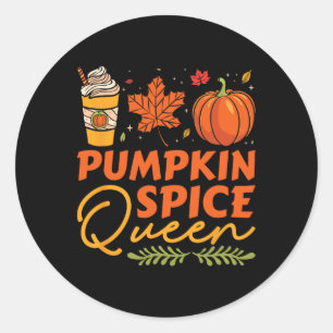 Pumpkin Spice Queen Thanksgiving Autumn Fall Classic Round Sticker