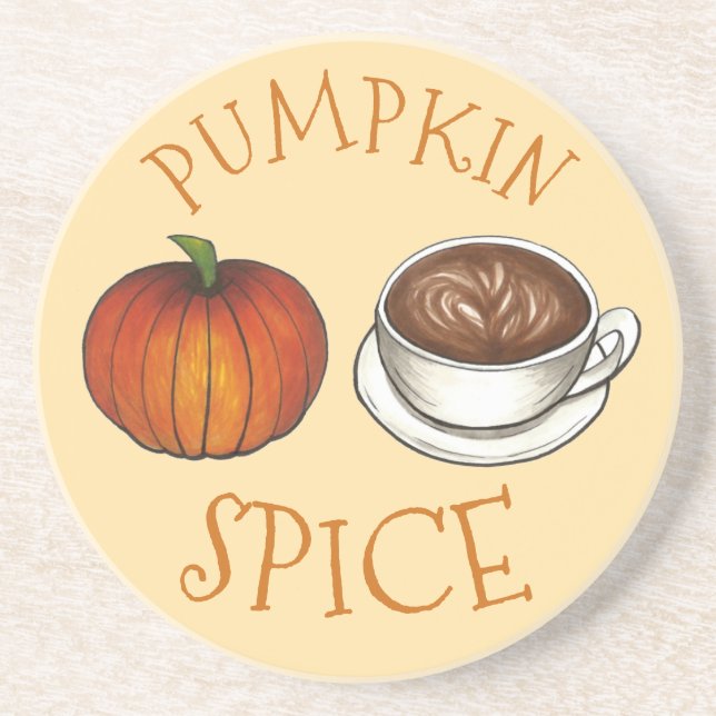 Pumpkin Spice Season Autumn Coffee Latte Fall Coaster (Front)