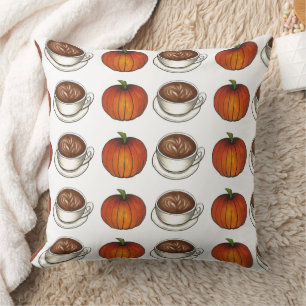 Pumpkin Spice Season Coffee Latte Autumn Fall Cushion