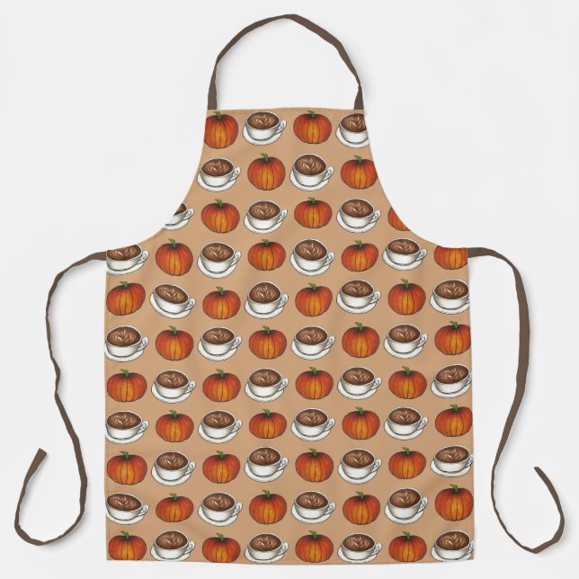 Pumpkin Spice Season Coffee Latte Harvest Pumpkins Apron (Front)