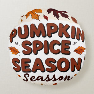 Pumpkin Spice Season Cosy Autumn Aesthetic Round Cushion