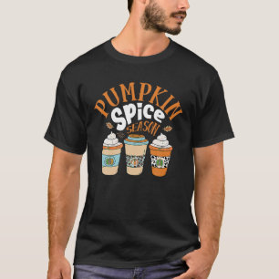 Pumpkin Spice Season Fall Autumn Coffee Latte Funn T-Shirt