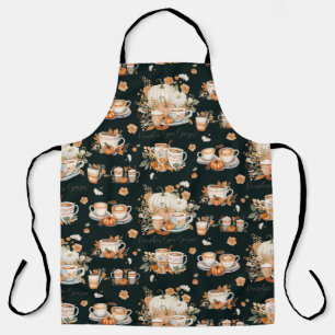Pumpkin Spice Season Floral Latte Coffee Mug Apron