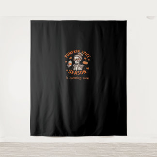 Pumpkin Spice Season is Comming Soon Halloween Fal Tapestry
