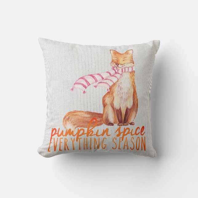 Pumpkin Spice Season Sitting Fox Cushion (Front)