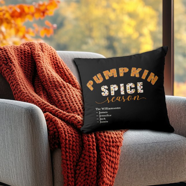 Pumpkin Spice Season Vibes Personalise Name Cushion (Creator Uploaded)