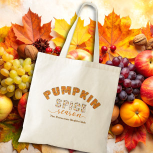 Pumpkin Spice Season Vibes Personalize Name Tote Bag
