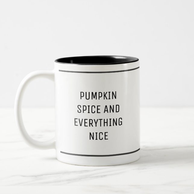 Pumpkin Spice Simple Fall Quote Two-Tone Coffee Mug (Left)