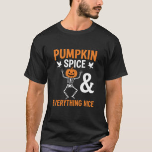 Pumpkin Spice Skeleton Halloween Vector T-Shirt