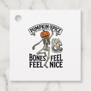 Pumpkin Spice Skeleton Vintage Halloween Dance Shi Favour Tags