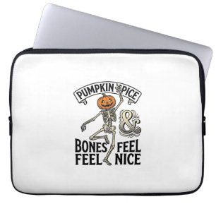 Pumpkin Spice Skeleton Vintage Halloween Dance Shi Laptop Sleeve